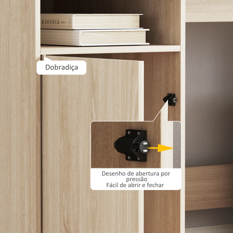 HOMCOM Secretária Moderna com Prateleiras e Suporte para Monitor Mesa de Estudo 108x50x94 cm Madeira