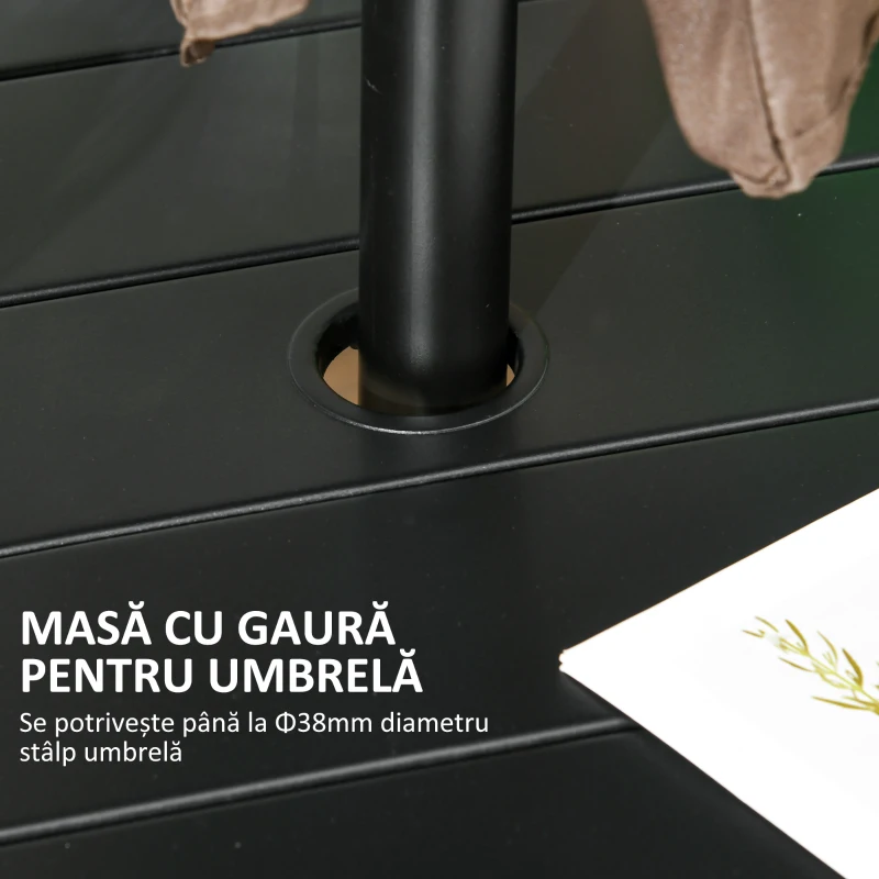 Outsunny Masa de Gradina cu Gaura pentru Umbrela, Masa de Gradina