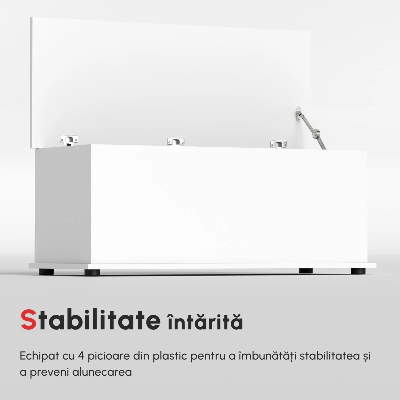 HOMCOM Cutie de Depozitare din Lemn, Moderna si Multifunctionala, pentru Camera, Intrare, Alb