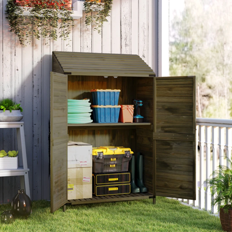 Outsunny 103.5 x 59 cm Wooden Garden Shed - Brown