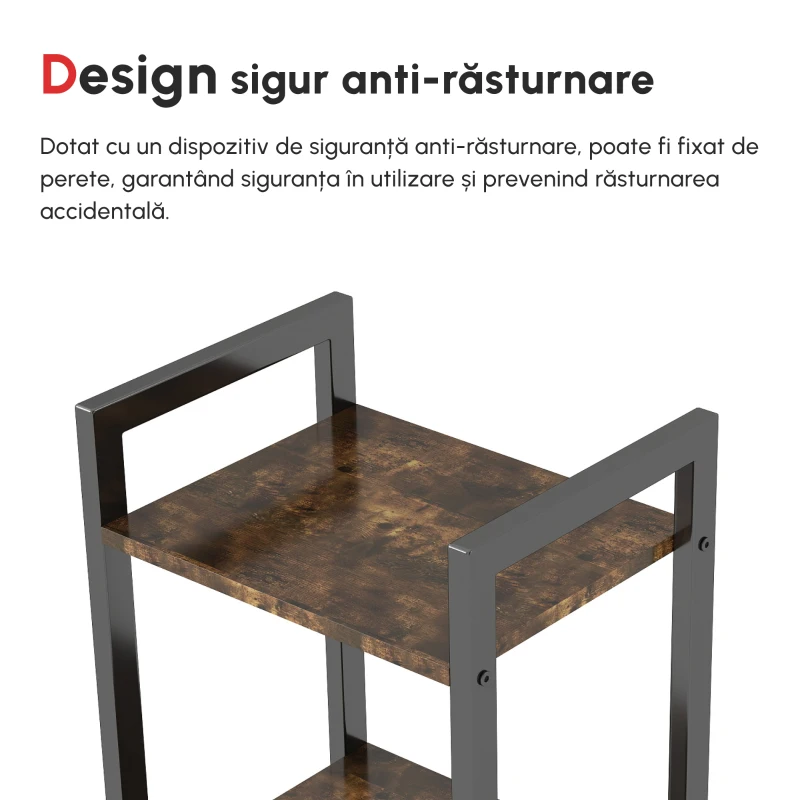 HOMCOM Bibliotecă stil industrial cu 5 rafturi din lemn și oțel, 40x30x154cm - Maro rustic