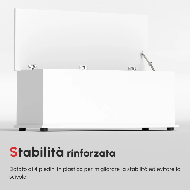 HOMCOM Panca Contenitore Multiuso in Legno Truciolare con Coperchio Apribile, per Camera e Ingresso, 100x40x40cm, Bianco