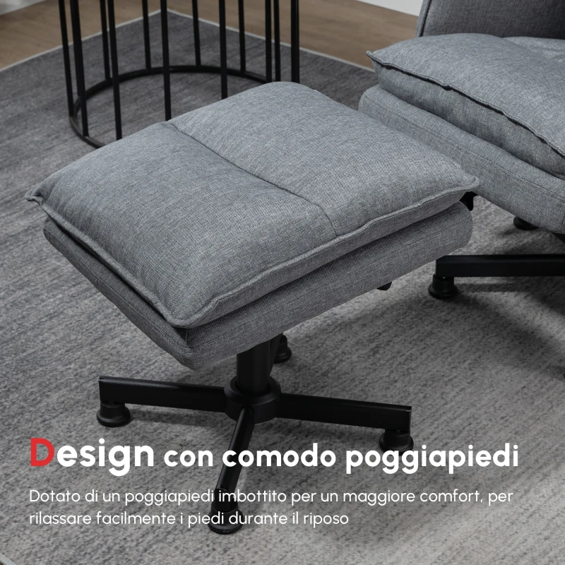 HOMCOM Poltrona Relax Massaggiante con Pouf e Telecomando, 8 Punti Massaggio e 5 Programmi, Grigio