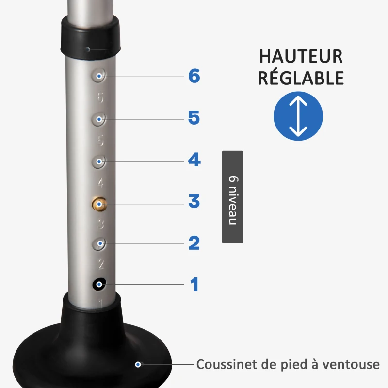 HOMCOM Chaise de douche, tabouret de douche réglable en hauteur avec dossier et accoudoirs rabattables, assise U, pieds antidérapants à ventouses, pour personnes âgées et handicapées, alu HDPE, blanc