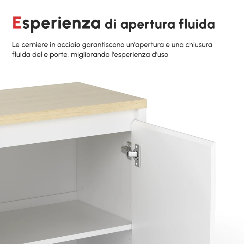 HOMCOM Mobile Multiuso con Armadietto a 2 Livelli in Truciolato e Ripiano regolabile, 80x37x75cm