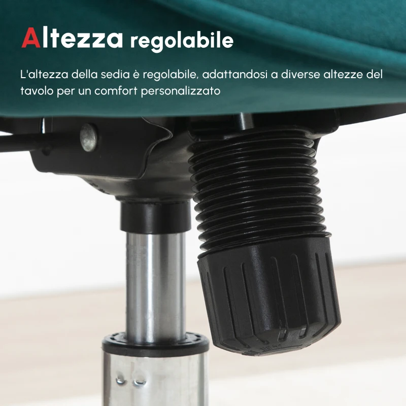 HOMCOM Poltrona per Ufficio e Salotto in Velluto, Girevole con Braccioli e Altezza Regolabile, Blu