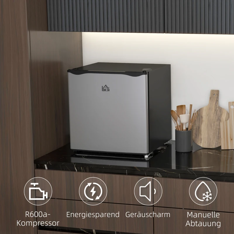 HOMCOM Mini-Gefrierschrank, 35 L Minikühlschrank, -14 bis -24℃, 5-stufige Temperaturregelung, 47 x 44,2 x 48,8 cm, Silber(m-8)