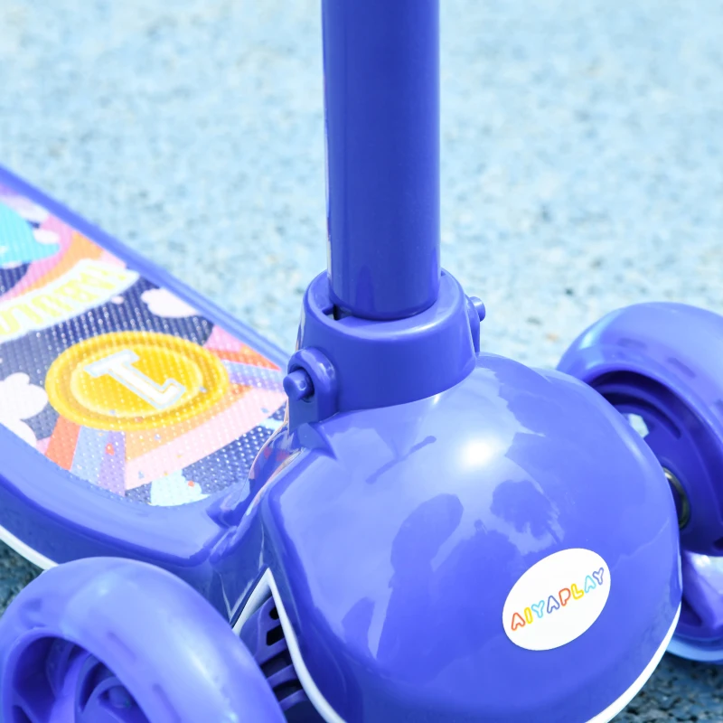 AIYAPLAY Trottinette enfant 3 Roues Lumineuses LED Hauteur Guidon réglable frein à Friction arrière de 2 à 6 ans Bleu