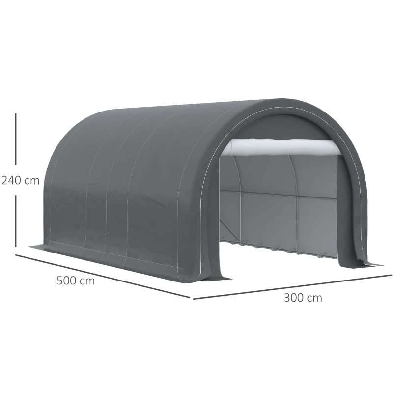 Outsunny Tente de garage résistant à l'eau protection UV UPF 30 + parois latéraux amovibles 5 x 3 m gris(m-3)