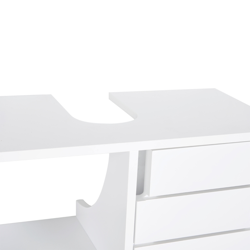 kleankin Mueble Bajo de Lavabo para Baño Suspendido Compacto con 2 Estantes Abiertos y Zona Cerrada 60x30x54 cm Blanco