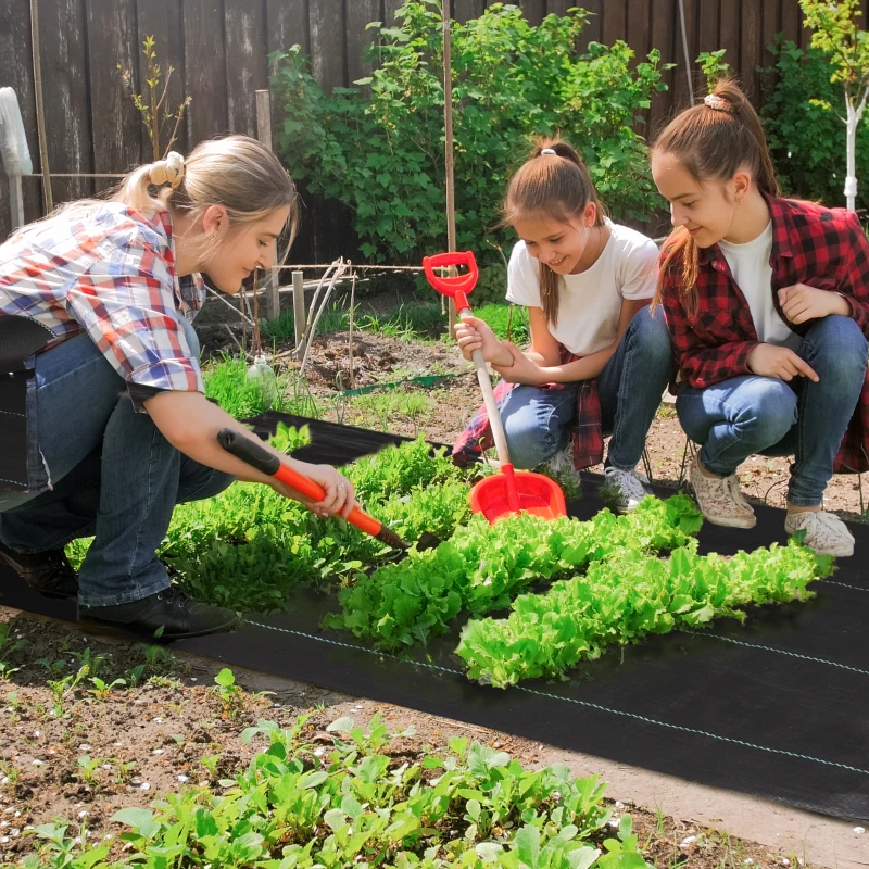 Outsunny Telo per Pacciamatura 2x25 m per Orto, Serra e Giardino, Drenante e Traspirante, Nero