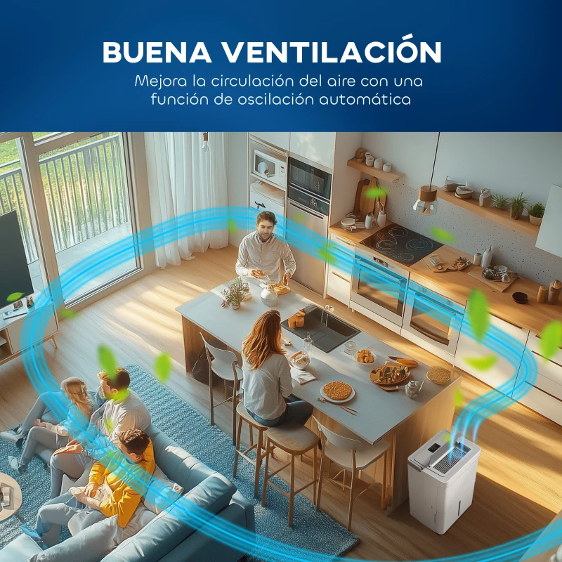HOMCOM Deshumidificador 35L/día Depósito de Agua 5,5L Pantalla LED Temporizador 24 H Bloqueo Infantil hasta 40-100㎡ Blanco