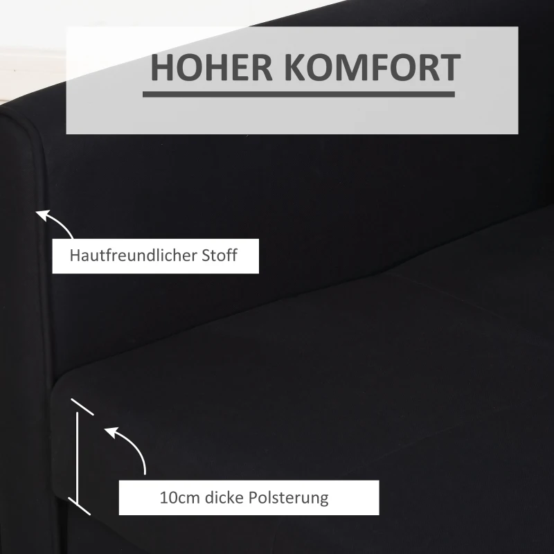 HOMCOM Schlafsofa, 2er-Sofa, mit verstecktem Stauraum, Pollycotton, Dunkelgrau