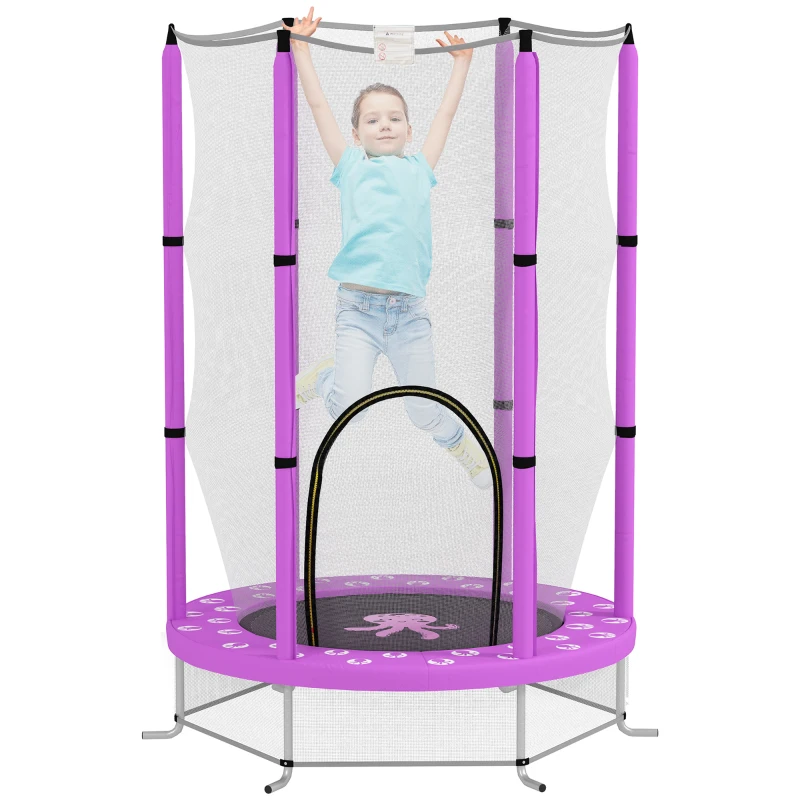 AIYAPLAY Kindertrampoline met Veiligheidsnet, voor Binnen en Buiten, 3-6 Jaar, Paars