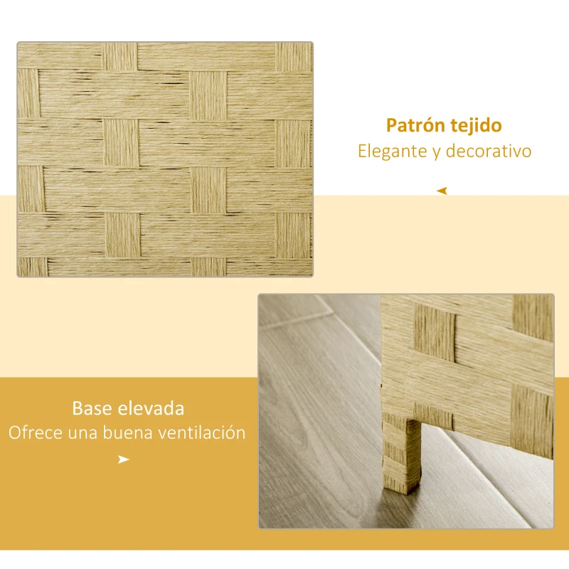 HOMCOM Biombo Separador de Ambientes de 4 Paneles Plegables de Madera de Pino y Fibra de Papel 159,5x169,5 cm Marrón