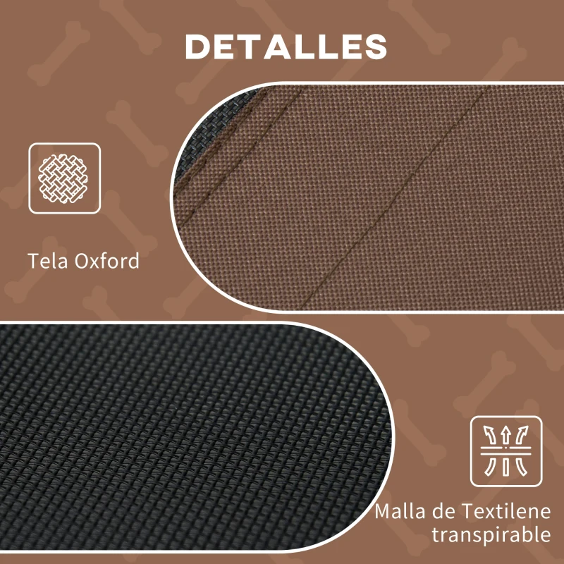 PawHut Cama Elevada para Mascotas con Toldo Extraíble Tela Transpirable para Interior y Exterior 122x92x108 cm Marrón