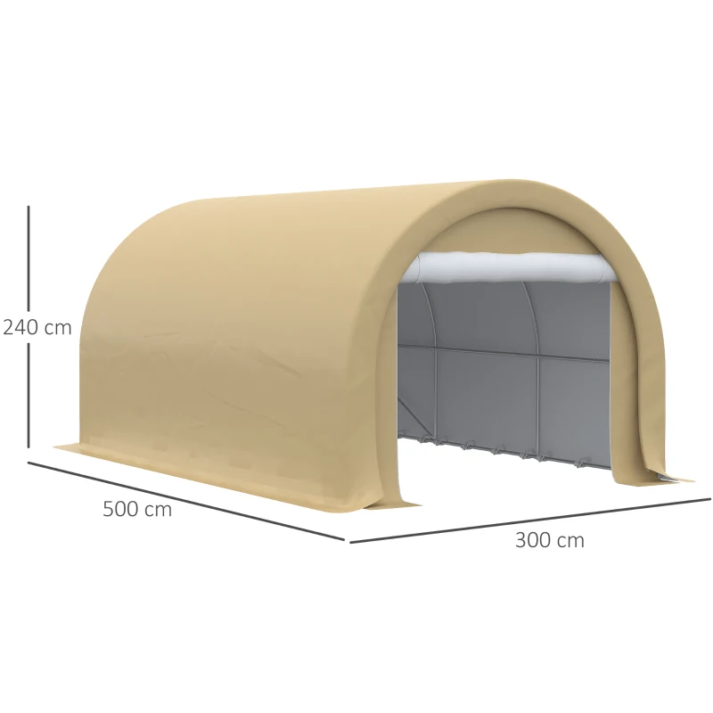 Outsunny Tente de garage résistant à l'eau protection UV UPF 30 + parois latéraux amovibles 5 x 3 m beige(m-3)