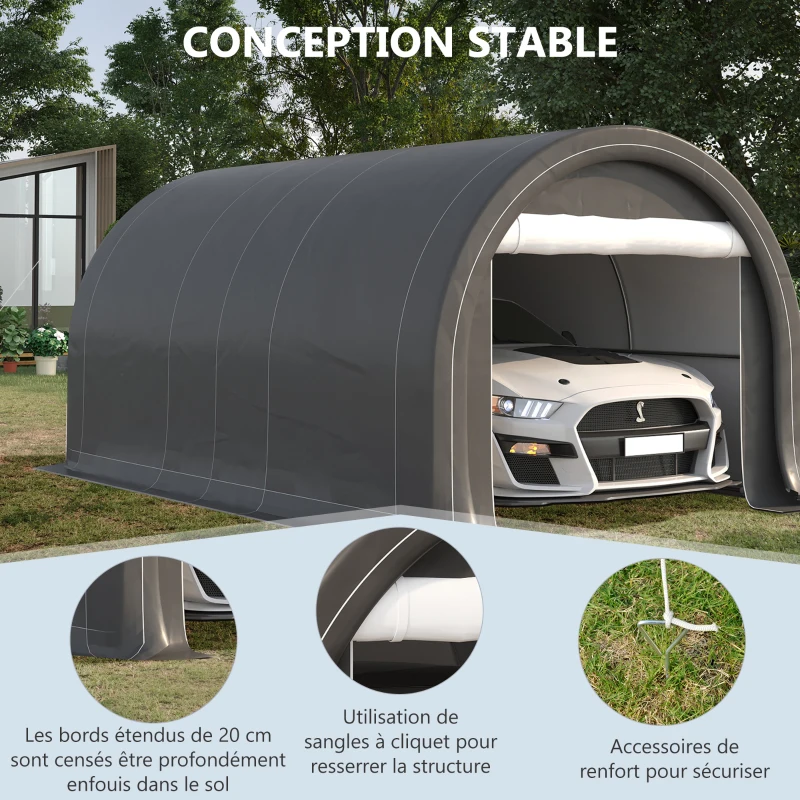Outsunny Tente de garage résistant à l'eau protection UV UPF 30 + parois latéraux amovibles 5 x 3 m gris(m-5)