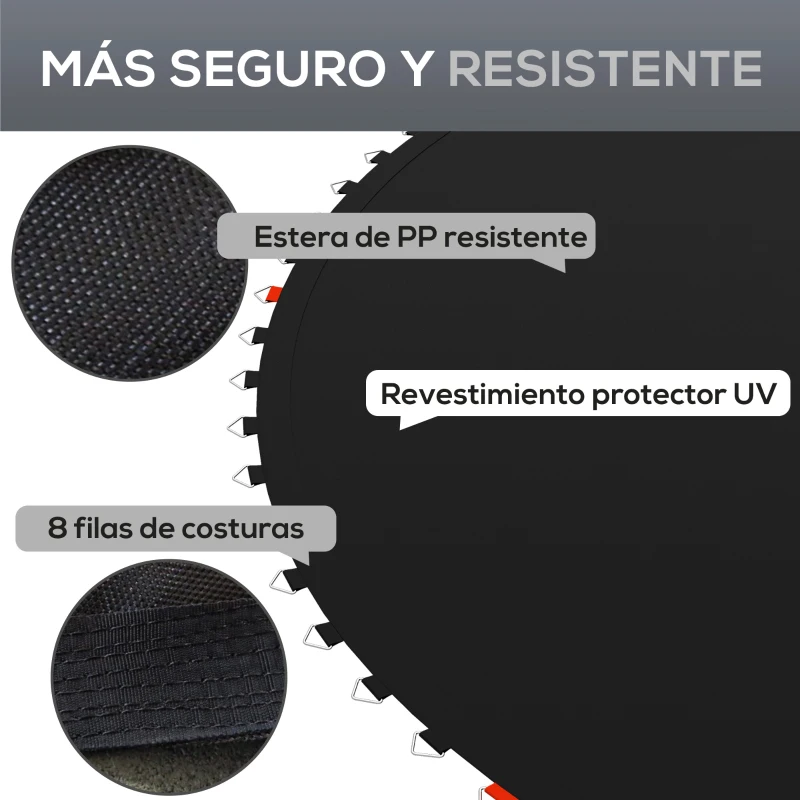 SPORTNOW Tapete de Repuesto para Trampolín Ø202 cm Colchoneta para Trampolín de 8 Pies con 42 Enganches Negro