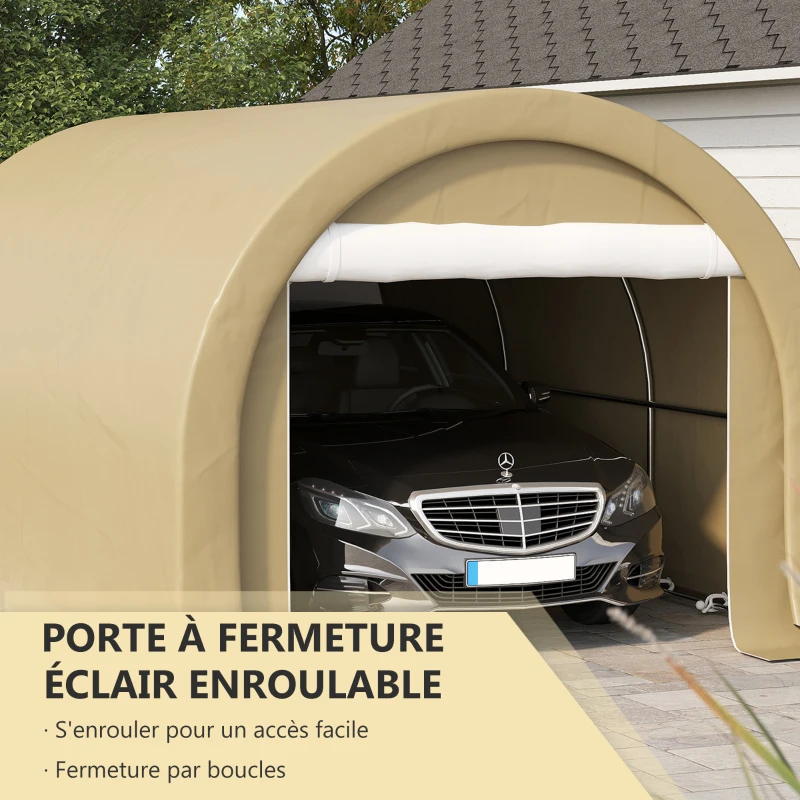 Outsunny Tente de garage résistant à l'eau protection UV UPF 30 + parois latéraux amovibles 5 x 3 m beige(m-6)