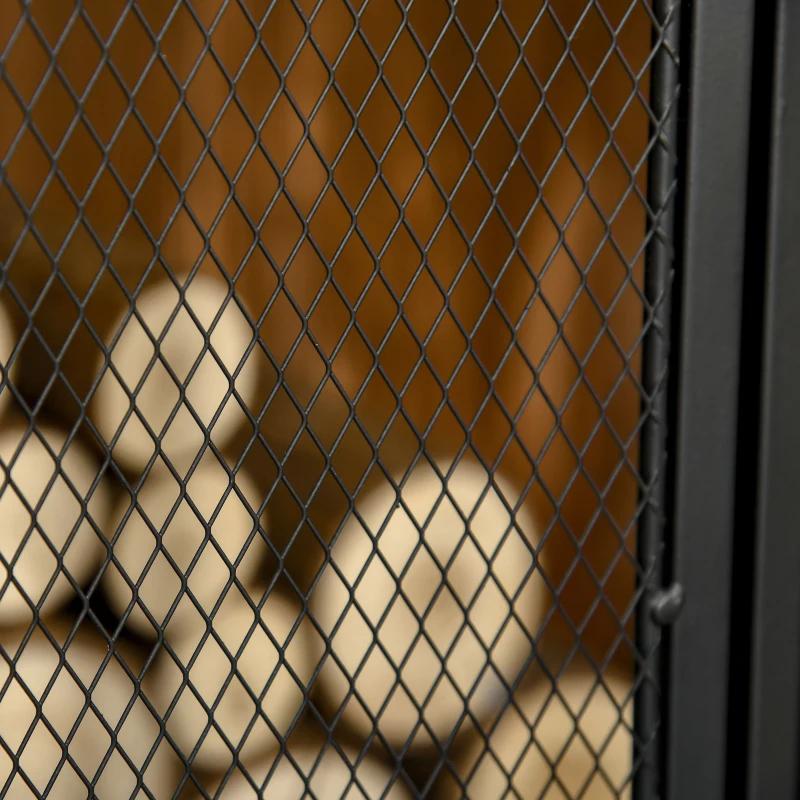 HOMCOM Salvachispas Plegable Pantalla Protectora de Chimenea de 3 Paneles con Doble Puerta y Pies 120x11,5x79 cm Negro