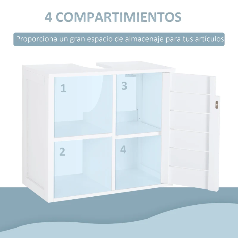 kleankin Mueble Bajo de Lavabo para Baño Suspendido Compacto con 2 Estantes Abiertos y Zona Cerrada 60x30x54 cm Blanco