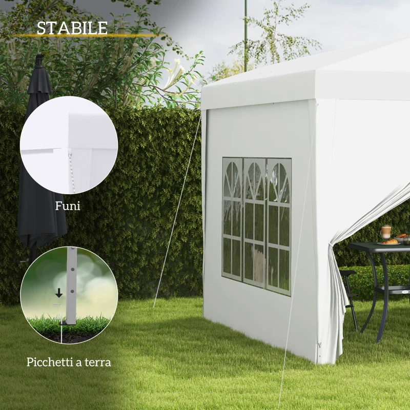 Outsunny Gazebo 3x3 m Pieghevole e Impermeabile con Pannelli Laterali, in Acciaio e tessuto Oxford, Bianco