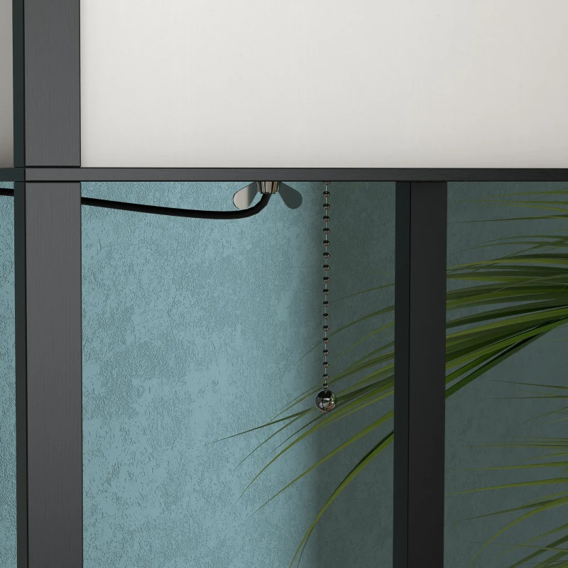 HOMCOM vloerlamp met planken binnenverlichting staande lamp E27 tot 40 W voor woon-/slaapkamer hout zwart 26 x 26 x 160 cm