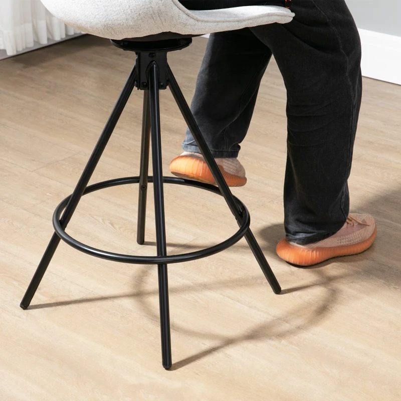 HOMCOM Conjunto de 2 Taburetes Altos de Cocina con Asiento Giratorio Taburetes de Bar Tapizados 41,5x47,5x90 cm Gris Claro