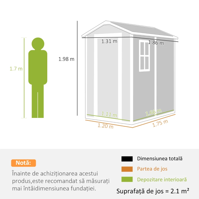 Outsunny Oprón Gradina din PP 131×186×198 cm – Gri(m-3)