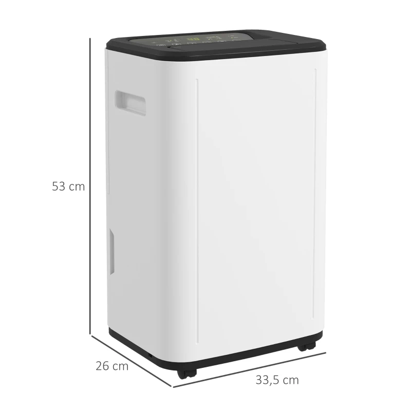 HOMCOM Deshumidificador Eléctrico Depósito de Agua 6 Litro 20L/día con 3 Modos 2 Velocidades Temporizador 33,5x26x53 cm Blanco