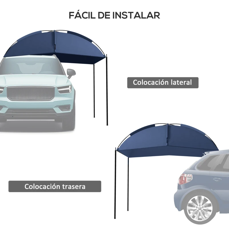 Outsunny Toldo para Coche con Altura Ajustable y Bolsa de Transporte Impermeable Anti-UV 290x278x230-260 cm Azul Oscuro