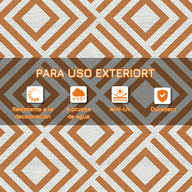 Outsunny Alfombra Exterior Reversible 182x274 cm de Plástico Impermeable para Terraza Patio Camping Playa Rojo y Blanco