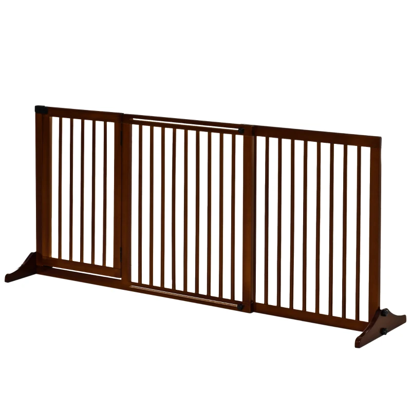 PawHut Barrera de Seguridad Extensible para Perros Valla Protección para Escaleras y Puertas 113-166x36x71 cm Marrón