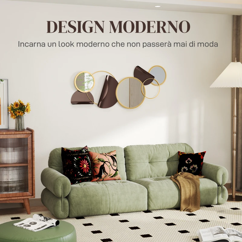 HOMCOM Decorazione Murale in Metallo 3D Moderna con Specchi per Salotto e Ingresso, 101x41.5 cm, Oro