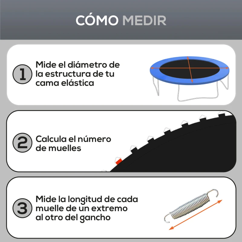 SPORTNOW Tapete de Repuesto para Trampolín Ø262 cm Colchoneta para Trampolín de 10 Pies Anti-UV y 8 Filas de Costuras Negro