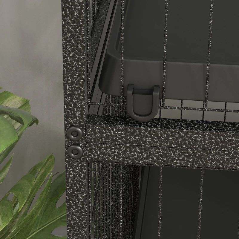 PawHut Jaula para Animales Pequeños con Ruedas Rampas Hamaca y Bandeja Extraíble para Chinchillas Hurones 80x52x128 cm Gris