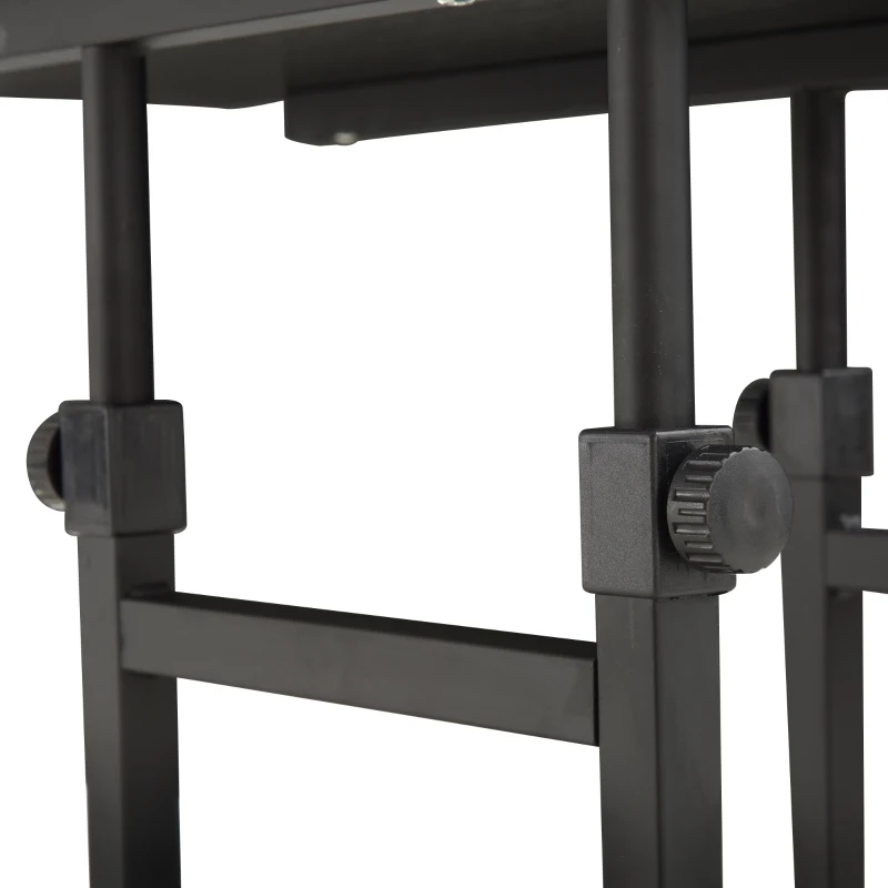 HOMCOM Table d'appoint Bout de canapé Table roulante Table de Lit pour Ordinateur Portable Hauteur réglable - 2 étagères intégrées - cadre métal Noir