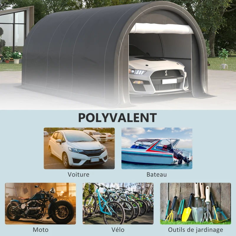 Outsunny Tente de garage résistant à l'eau protection UV UPF 30 + parois latéraux amovibles 5 x 3 m gris(m-7)