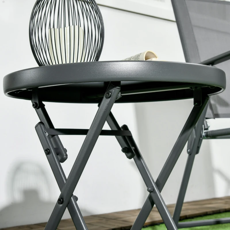Outsunny Klappbarer Beistelltisch, Outdoor-Klapptisch, mit Tischplatte aus gehärtetem Glas, für Terrasse, 45 x 45 x 50 cm Schwarz(m-9)
