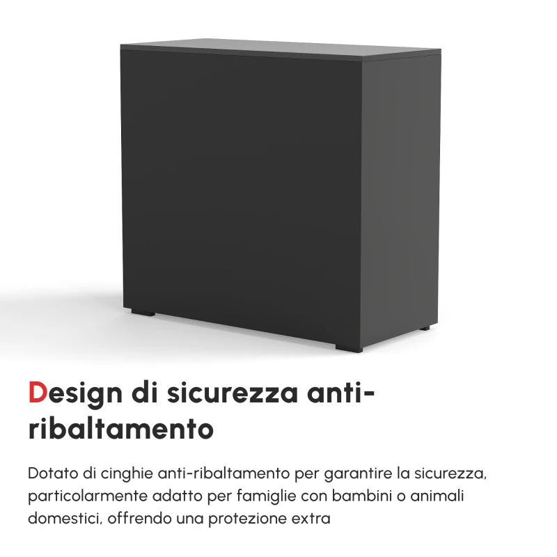 HOMCOM Mobiletto Multiuso per Casa e Ufficio con 2 Cassetti e 2 Armadietti, Apertura a Pressione, 79x36x74cm