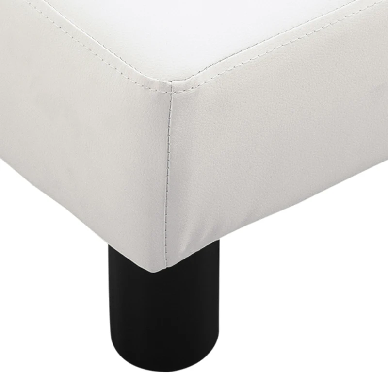 HOMCOM Reposapiés para Sofá Taburete Pequeño Tapizado en Piel Sintética Asiento de Espuma y Patas de Plástico 40x30x24cm Blanco