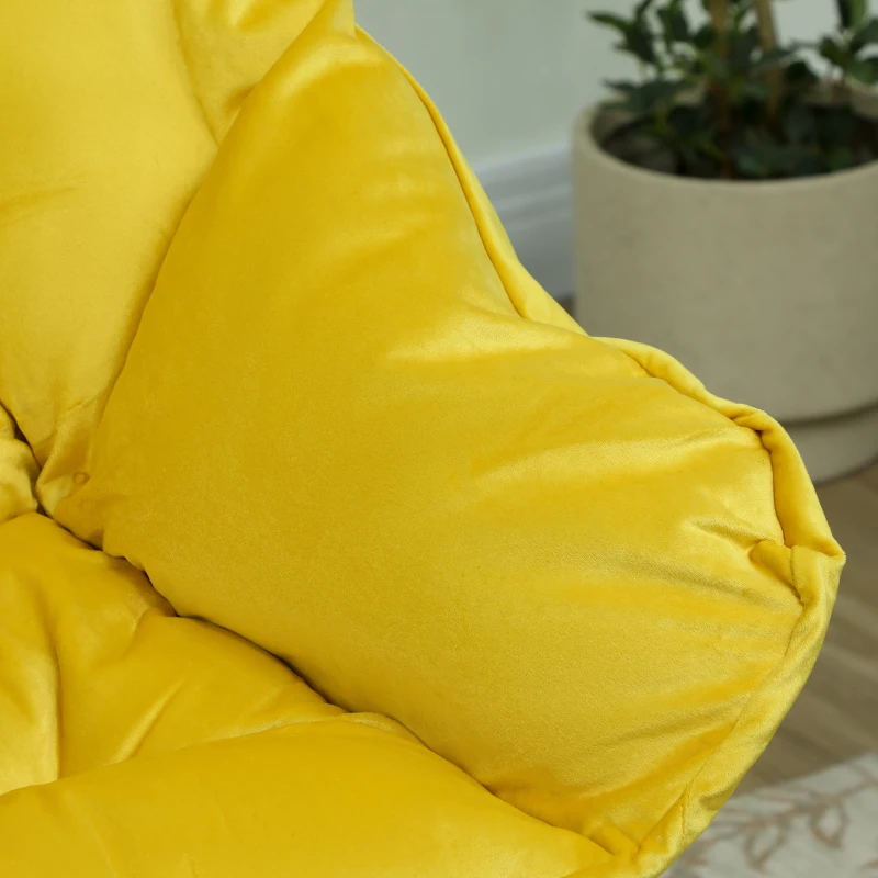 HOMCOM Sillón de Salón con Otomana Sillón de Relax con Bolsillos Laterales y Patas de Acero para Sala de Estar Dormitorio Amarillo