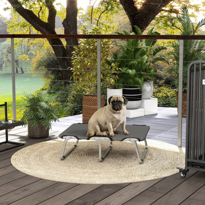 PawHut Brandina per Cani Piccoli Pieghevole per Interno ed Esterno, Metallo e Tessuto Oxford, 71x58x20 cm, Grigio