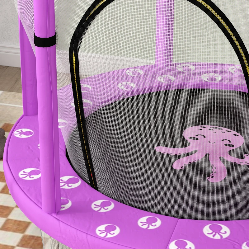 AIYAPLAY Kindertrampoline met Veiligheidsnet, voor Binnen en Buiten, 3-6 Jaar, Paars