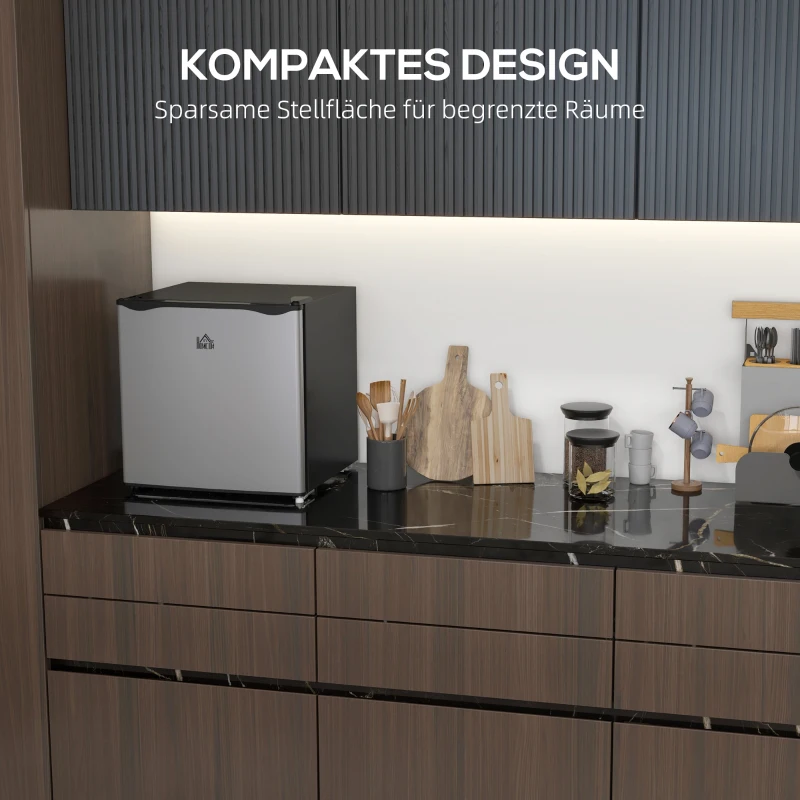 HOMCOM Mini-Gefrierschrank, 35 L Minikühlschrank, -14 bis -24℃, 5-stufige Temperaturregelung, 47 x 44,2 x 48,8 cm, Silber(m-5)