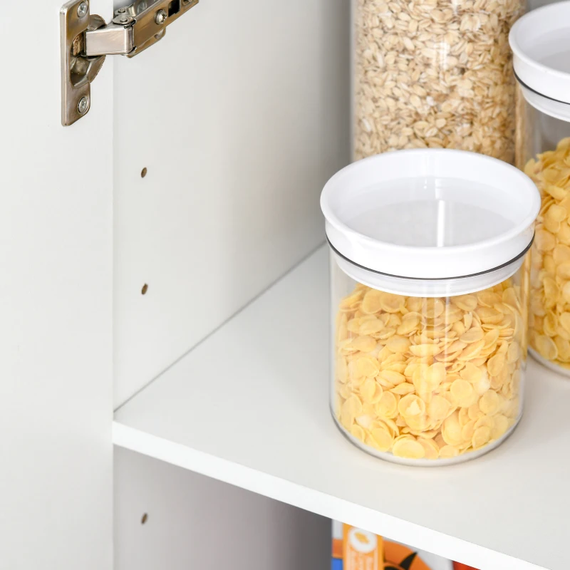 HOMCOM Armario Alto de 2 Puertas Mueble Auxiliar de Almacenaje Multifuncional con 5 Estantes y Baldas Ajustables Moderno para Salón Dormitorio Cocina 59x31x155 cm Blanco