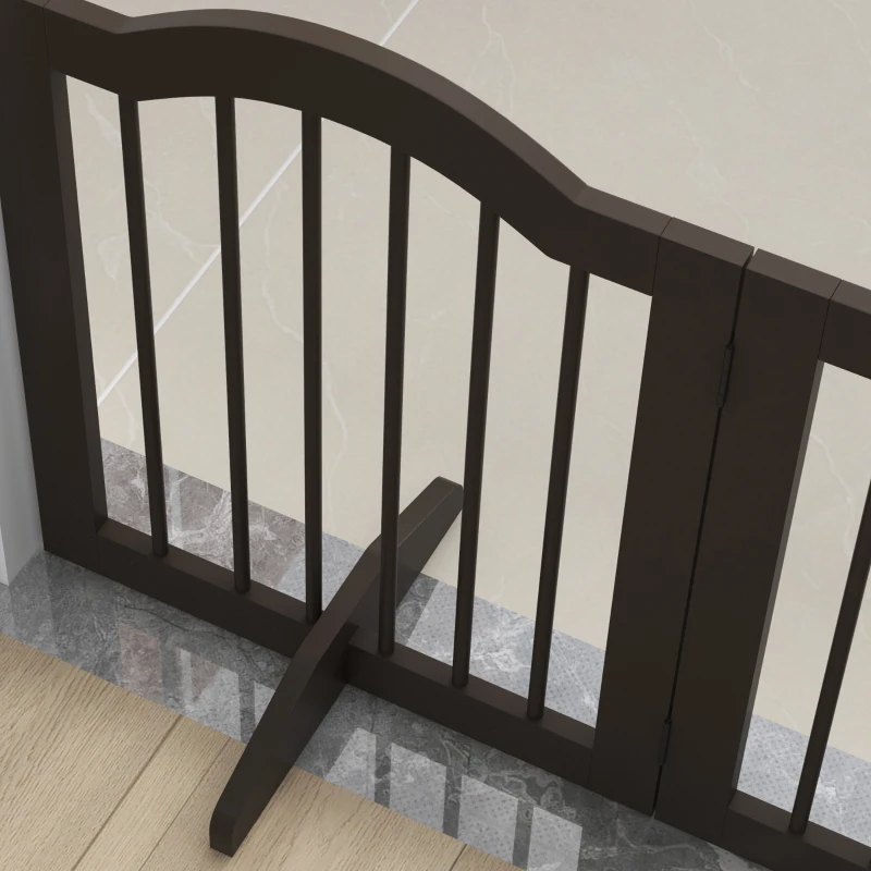 PawHut Barrera de Seguridad Plegable para Perros Pequeños Rejilla de Protección de 3 Paneles con Patas 154,5x29,5x61 cm Café