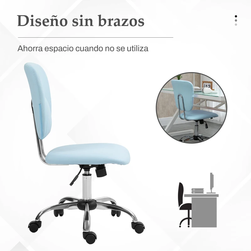 Vinsetto Silla de Oficina Giratoria con Altura Ajustable y Función Basculante para Escritorio Estudio 50x54x87,5-96,5 cm Azul