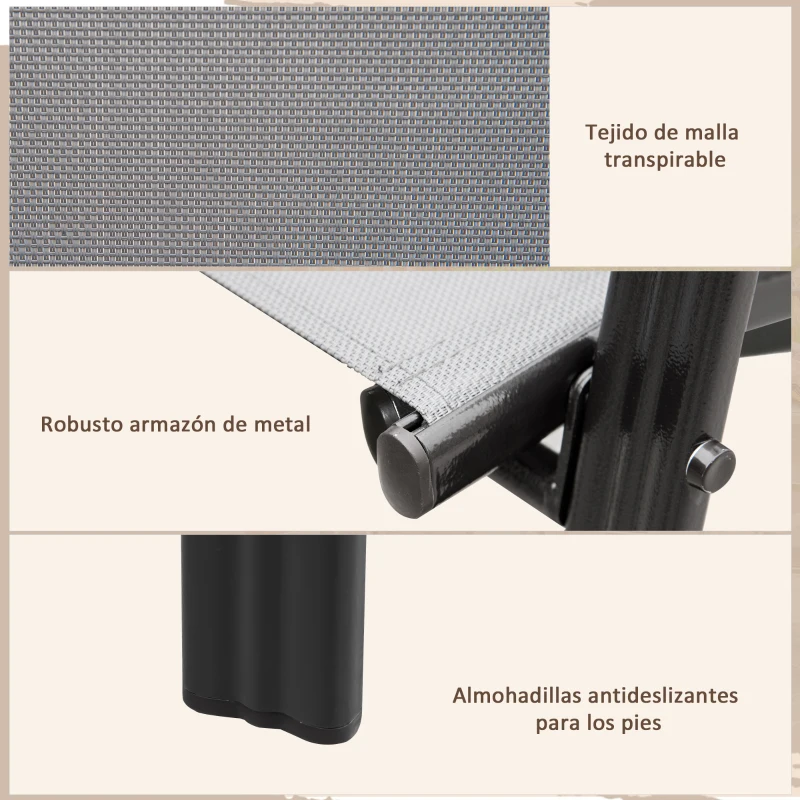 Outsunny Set de 4 Sillas de Exterior Apilables con Asiento de Textilene para Jardín Terraza 54x75,5x95 cm Gris Oscuro